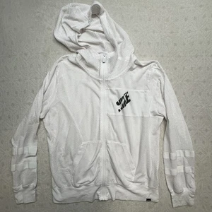 Nike Damen weiß Langarm Full Zip Mesh Hoodie Jacke mit Tasche Größe XLarge - Bild 1 von 14