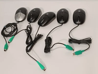 Lot of 5: HP 600553-002, 537748-001 Optical Wired Scroll Mice, Mouses, Black - Image 1 of 4