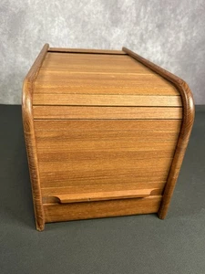 Vintage TEAK TECH Wood Desk Roll Top CD/DVD/5.5 Floppy Disk Storage Box - Picture 1 of 16