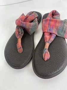Sanuk Multi Striped Fabric Upper Thong Flats Womens Size 8 - Picture 1 of 5
