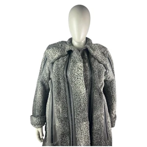Silver Gray PERSIAN LAMB Swing Coat, Plus Sz 4XL, Certified Vintage Fur w/St.Bag - Picture 1 of 10