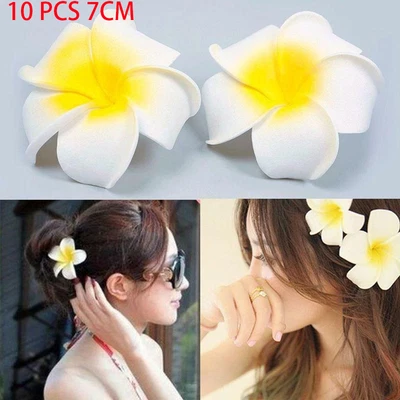10 PIEZAS Pinzas para el cabello con flores hawaianas para mujeres Pinzas para el cabello con flores Garra de plumeria Foto 1 de 4