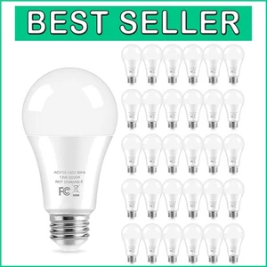 Economical 30-Pack LED Bulbs: 100W Equivalent, Daylight White 5000K Brightness - Picture 1 of 9