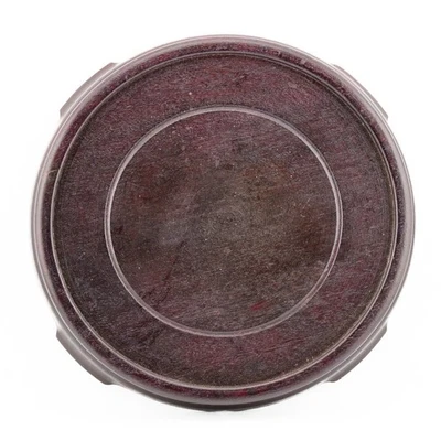 Antique Chinese Carved Wood Stand Circle Legged Scroll Qing Era 20th Century - Image 1 of 4