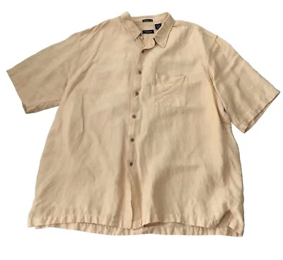 Camisa Van Heusen Para Hombres Talla XXL Lino Abotonada Lavable Caramelo Lavable Foto 1 de 4