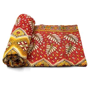 Vintage Quilt Indian Handmade Organic Cotton Recycled Bedding Blanket - Picture 1 of 6