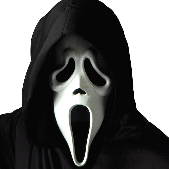 Máscara Ghost Face Scream blanca negra capucha para halloween hombres mujeres adultos nueva aterradora Foto 1 de 3