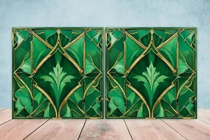 Azulejos de cerámica de diseño Art Deco - Juego de 2 azulejos de decoración de pared Art Deco, azulejos Art Deco - Imagen 1 de 3