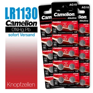 LR1130 AG10 LR54 L1131 189 V10GA D189 RW89 Camelion Knopfzellen MHD bis 10.2029 - Bild 1 von 10