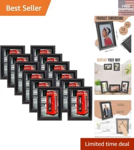12 Pack of Versatile 4x6 Black Picture Frames - Perfect for Gallery Walls - Picture 1 of 9