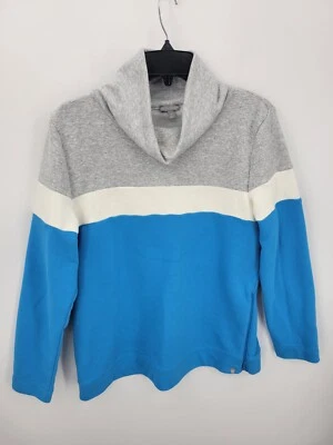 Moletom Talbots Feminino Médio Azul Cinza Colorblock Decote Capuz Pulôver Praia - Imagem 1 de 4