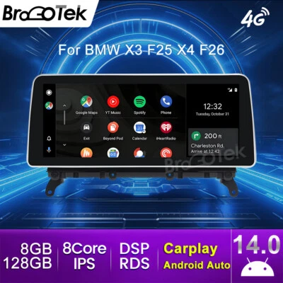 Android 14 Autoradio 12.3"  8-Kern 128GB Carplay GPS Navi Für BMW X3 F25 X4 F26 - Bild 1 von 4