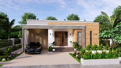 36x36 Feet House Design Plans 11x11 Meter 3 Beds 2 Baths Flat Roof PDF Plan • 19.38€