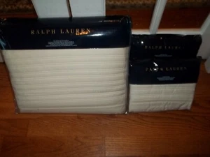 NIP Ralph Lauren Reed Hollywood Cream Full/Queen Coverlet & Euro Shams Set 3pc - Picture 1 of 2