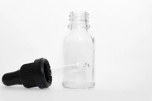 15ml Clear Glass Bottle with Black Tamper Evident Dropper/Pipette Cap 156pcs - Picture 1 of 2