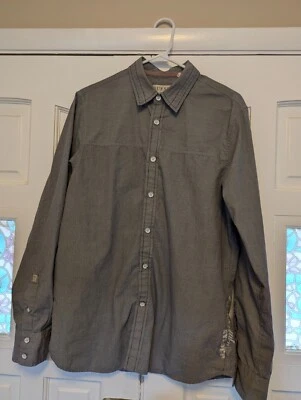 Camisa a rayas azul y blanca con botones de manga larga 100 % algodón grande Guess para hombre Foto 1 de 4