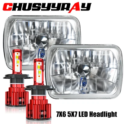 Bright Pair 7X6" 5X7" LED Headlights Hi/Lo DRL for Toyota Starlet 1.3L 1981-1984 - Image 1 of 4