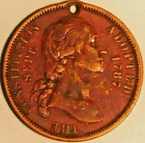 1887 Constitution & Liberty Bell Centennial Commemorative Medal Lot W-1 - Picture 1 of 2