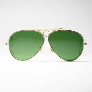 OCCHIALI DA SOLE ORO BAUSCH & LOMB RAY-BAN AVIATORI LENTI VETRO VERDI ANNI 60 - Foto 1 di 8