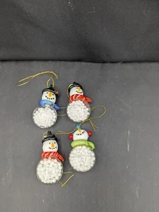 Mini Muñeco de Nieve Adornos de Navidad Conjunto de 4 Bufandas Globo de Nieve de Vidrio Soplado - Imagen 1 de 1