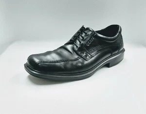 ECCO Men’s 8-8.5  Black Lace Up Leather Dress Shoes Oxfords Shock Point   EUR 42 - Picture 1 of 9