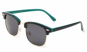 Gafas de sol redondas cuadradas con lente polarizada vintage de dos tonos o media montura de madera - Imagen 1 de 15