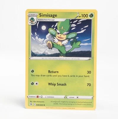 Simisage 008/264 Pokemon SWSH08: Fusion Strike Uncommon NM - Image 1 of 2