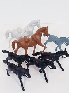 Horse Figures Vintage Plastic Lot Of 7 Trotting  - Picture 1 of 9