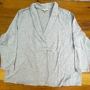Woman Within Plus Size 22/24 Heather Gray Cardigan Sweater Pockets Long Sleeve - Picture 1 of 9