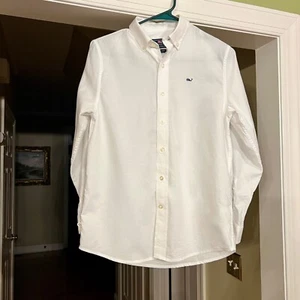 Boy's Vineyard Vines Classic Whale Button Down Oxford Shirt White MEDIUM 12 14 - Picture 1 of 2
