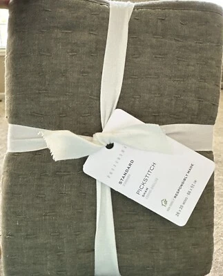 Pottery Barn PickStitch Estándar 1-Sham 26" x 20" Aloe Verde Salvia No Tóxico Nuevo con Etiquetas Foto 1 de 4