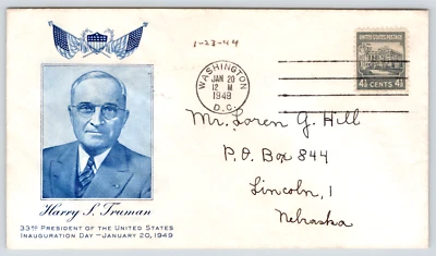 First Day Cover Inauguration Day President Truman 01/20/1949 - Image 1 of 2