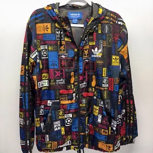 RARE Adidas Originals Men's Street Graphic Logo Windbreaker Hoodie Size M - Picture 1 of 9
