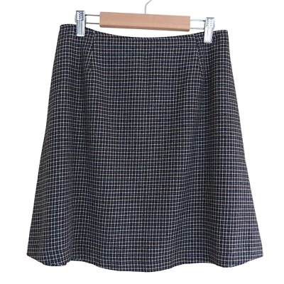 VINTAGE 90s Women's Brown & Black Plaid Check A-Line Mini Skirt 8 - Image 1 of 4