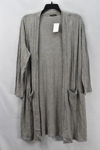 West Kei 1X Women's Plus Size Ribbed Open Duster Long Cardigan, Gray, $80, NwT - Picture 1 of 8