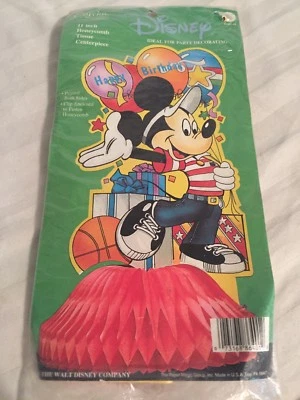 "Centro de mesa Mickey Mouse para adorno de pasteles feliz cumpleaños 11"" tejido de panal de colección nuevo" Foto 1 de 4