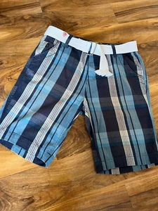 Mens Superdry Shorts with belt, checked cotton / Sz L, Once! - Picture 1 of 7