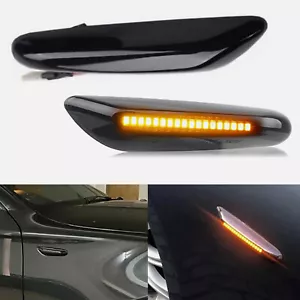 Amber LED Side Indicator Marker Repeater Light Black Smoked Lens For BMW E81 E90 - Picture 1 of 7