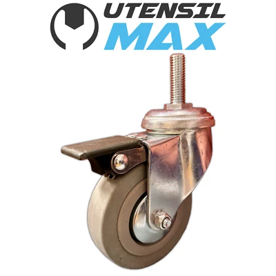 RUOTE IN GOMMA CON SUPPORTO GIREVOLE A PERNO FILETTATO CON FRENO - CONF. 1 PEZZO - Immagine 1 di 2