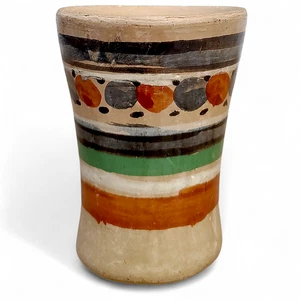 Vintage Mesoamerican Handpainted Terracotta Decorative Ceramic Cup 4.5” - Picture 1 of 4