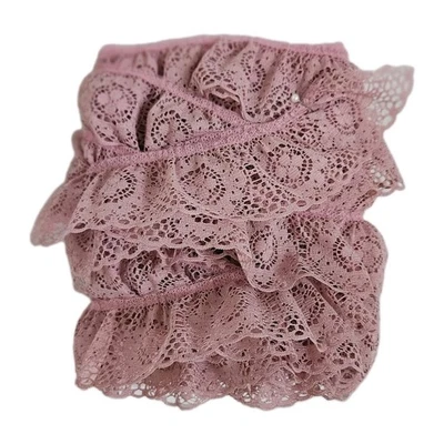 19 Yards VTG Scalloped Pink Lace Trim Ruffled Gathered Sewing Fabric Floral 2" - Image 1 of 4