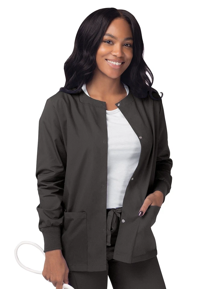 Sivvan Women’s Scrub Warm-up Jacket/Front Snaps Round Neck Stylish & Comfort - Image 1 of 4