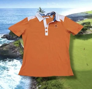 Greg Norman Golf Polo Shirt Top Womens M Harbour Town Golf Links Tennis Orange - Picture 1 of 8