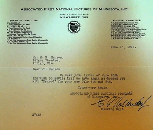 Associated First National Pictures Letterhead June 23 1922 Penrod Silent Film - Picture 1 of 1