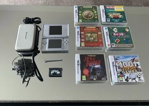 Silver Nintendo DS Lite Bundle With Official Charger, Stylus, case and 7 Games - Picture 1 of 24