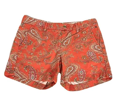 Tommy Hilfiger Mujer Pantalones Cortos de Algodón Cachemira Talla 2 Naranja Verde Blanco Informal Foto 1 de 4