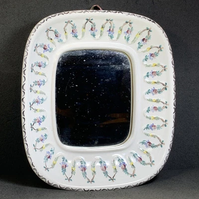 Espejo de cerámica Wiener Handmade, pintado a mano, MCM Mid Century moderno, años 50 Foto 1 de 4