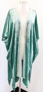 Indigo Thread Co Green Crushed Velvet Embroidered Kimono Topper Size 3X Boho - Picture 1 of 8