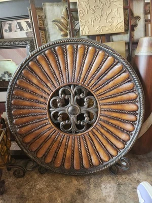 Beautiful Large Wooden Decorative Plate With Holder Read Description - Image 1 of 4