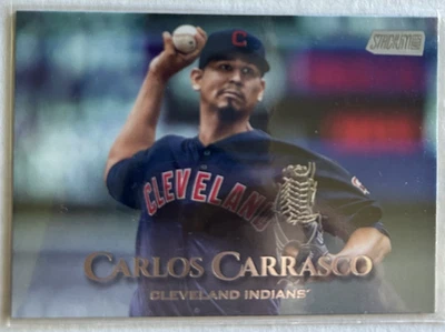 2019 Topps Stadium Club Carlos Carrasco #37 Pitcher Cleveland Indians NM - Image 1 of 2